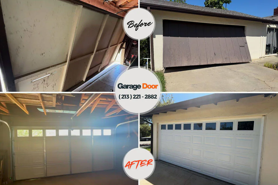 Before and after: garage door repair Cleora, OK